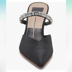 Dolce Vita Black Satiny Kanika Rhinstone Heeled Sandal. Sz 9. EUC